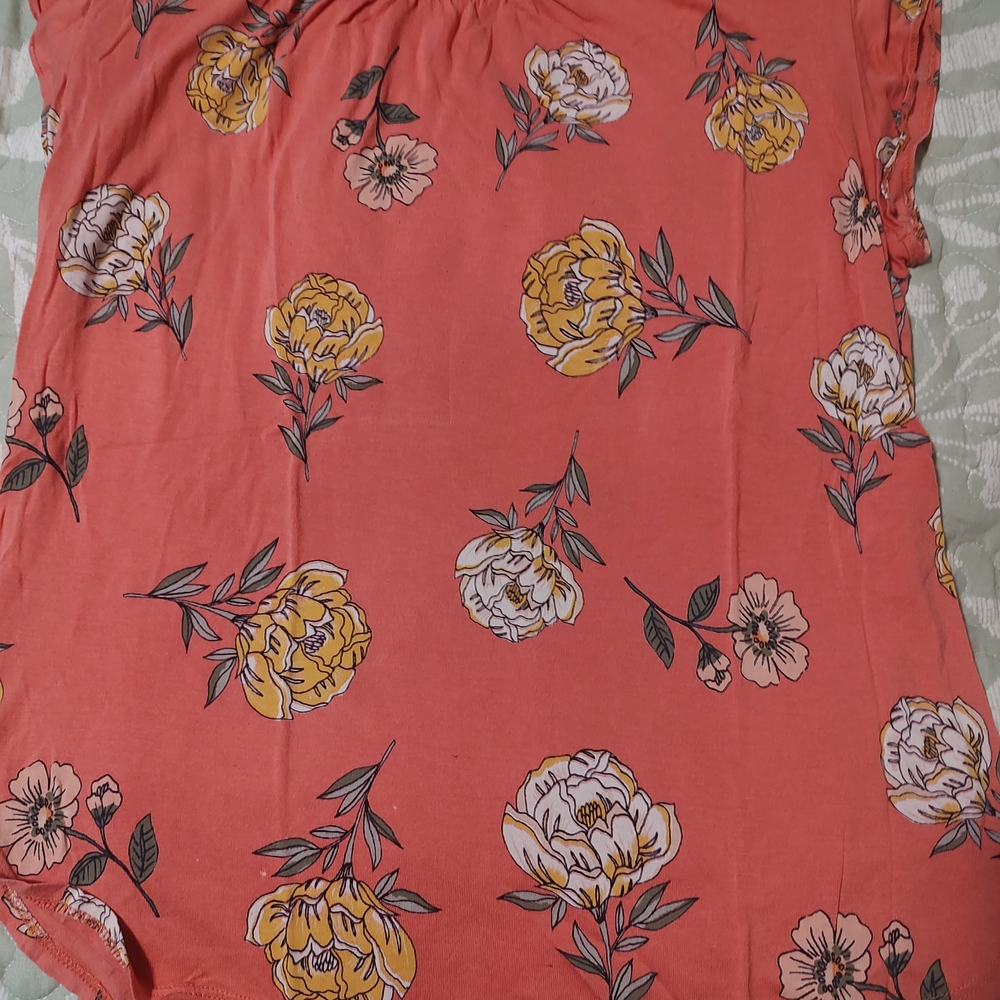LOFT Coral Floral Blouse